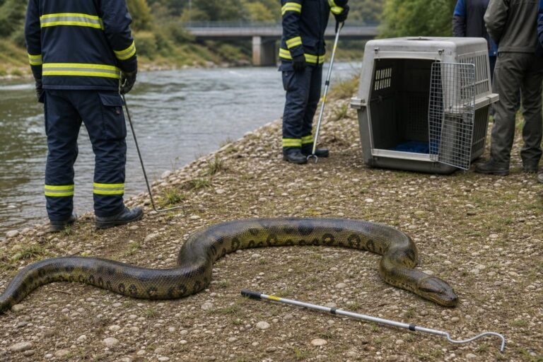 Anakond&aacute;t tal&aacute;ltak a Duna partj&aacute;n Bajororsz&aacute;gban, rendőr&ouml;k fogt&aacute;k be
