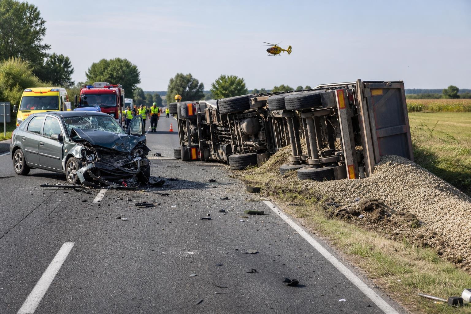 Front&aacute;lis karambol miatt lez&aacute;rt&aacute;k a 31-es főutat Magl&oacute;d &eacute;s Mende k&ouml;z&ouml;tt